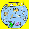 Big aquarium and fishes coloring