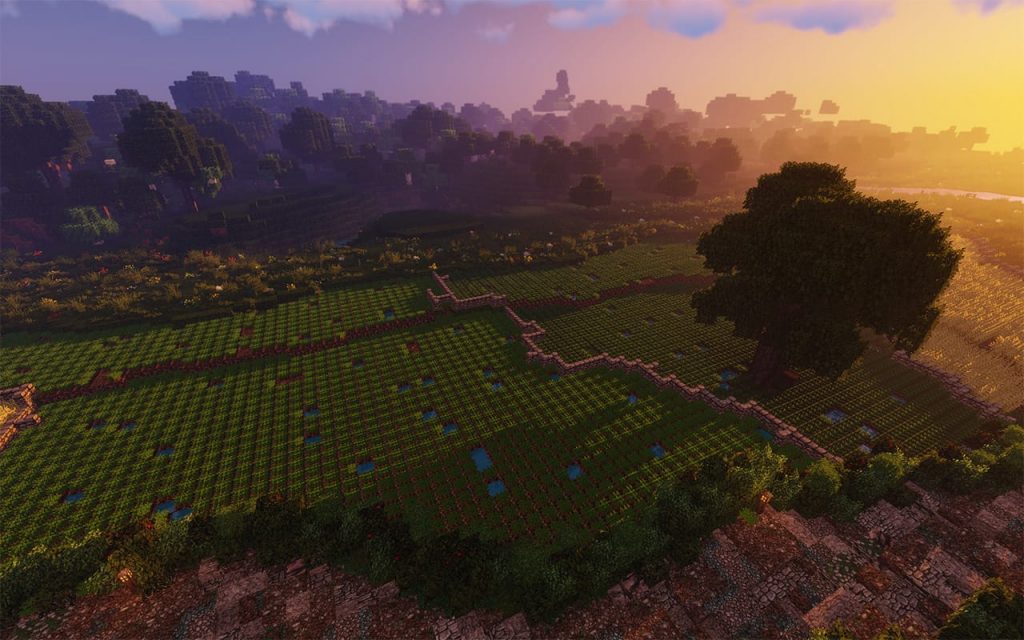 Minecraft Maps - Fields at sunset